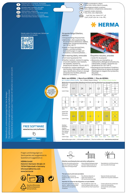 Label HERMA 4576 105x148mm foil white 80 labels