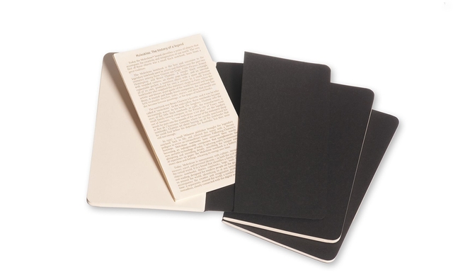 Schrift Moleskine 90x140mm blanco 240 pagina's 70gr zwart set à 3 stuks