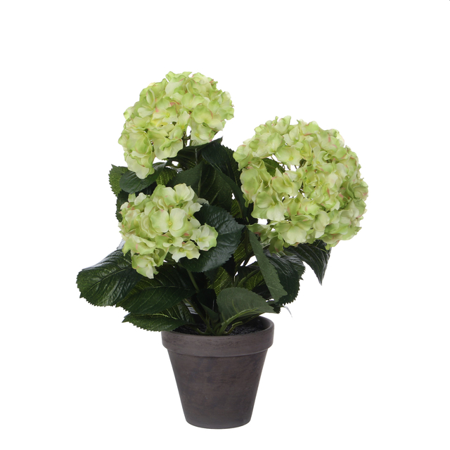 Kunstplant Mica Hortensia in pot groen Ø35 40c