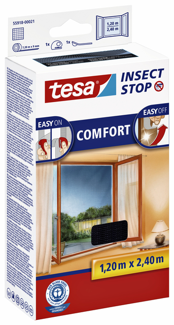 Insectenhor tesa® Insect Stop COMFORT buitendraaiende ramen 1,2x2,4m zwar