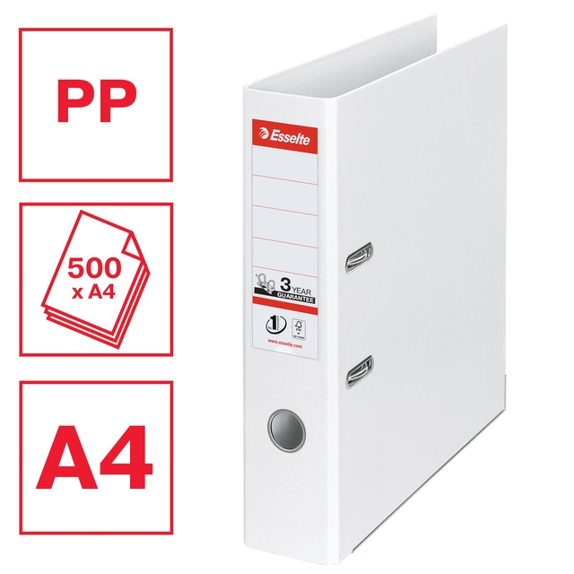 Lever Arch File Esselte No.1 VIVIDA 75mm PP A4 white 5 pieces