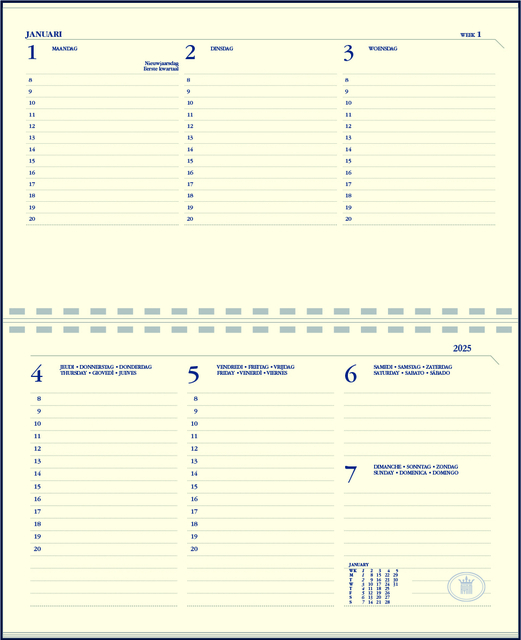 Agenda 2027 Ryam Compact Suprema 7dagen/2pagina's ringplastic bordeaux