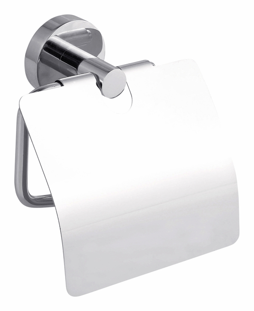 Toiletrolhouder met deksel tesa® Smooz hoogglans verchroomd metaal zelfkleven