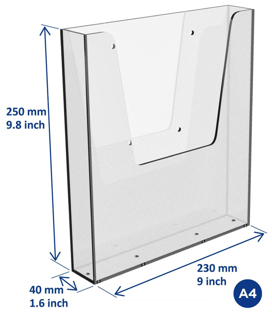 Brochure holder OPUS A4 Wall Mounted Clear