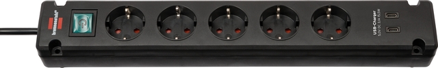 Power strip Brennenstuhl Bremounta 5-way including 2 USB C 3 meters black