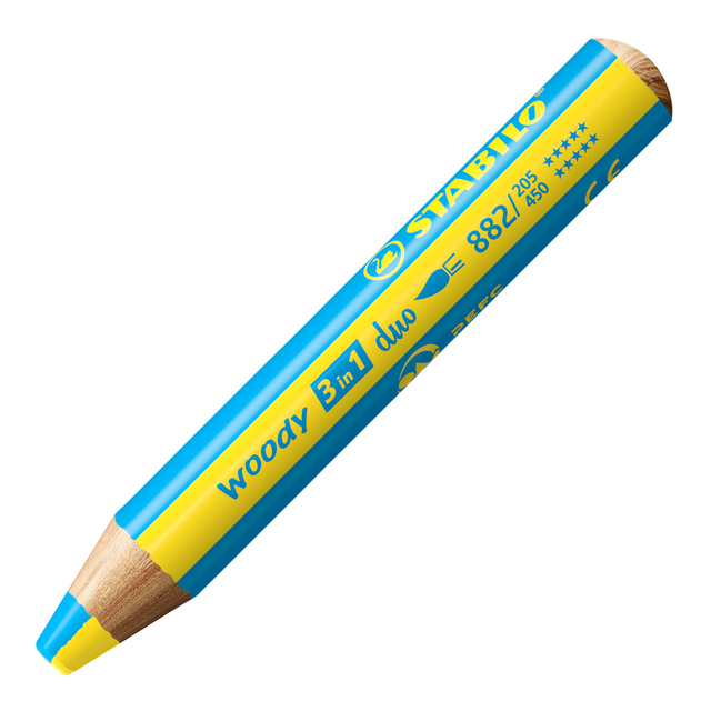Kleurpotloden STABILO 882 woody 3 in 1 duo inclusief puntenslijper assorti etui 5 à stuks
