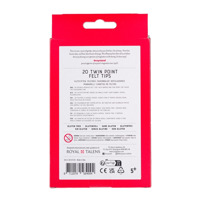 Viltstift Bruynzeel Kids Twin Points blister à 20 stuks assort