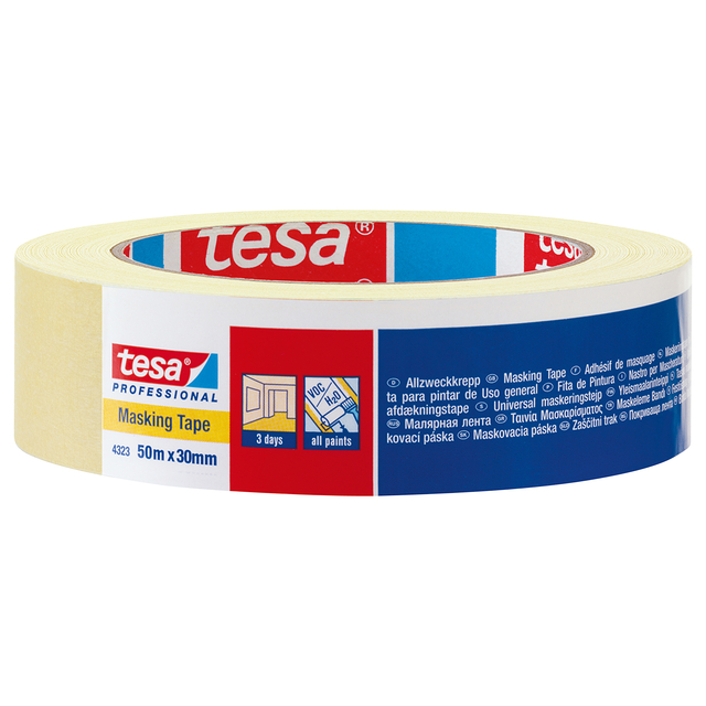 Afplaktape tesa® Professional 4323 19mmx50m lichtcrè