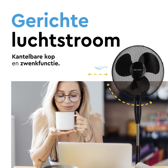 Statiefventilator BRASQ met remote Ø 40cm zwar