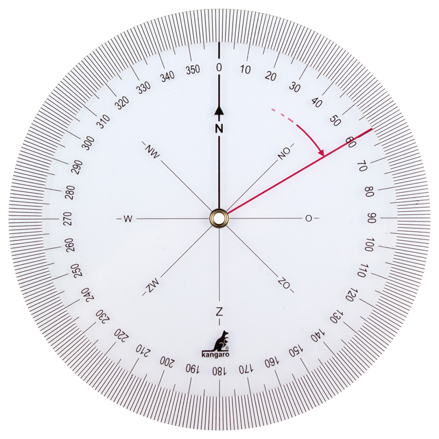 Koershoekmeter Kangaro kunststof 126mm transparant