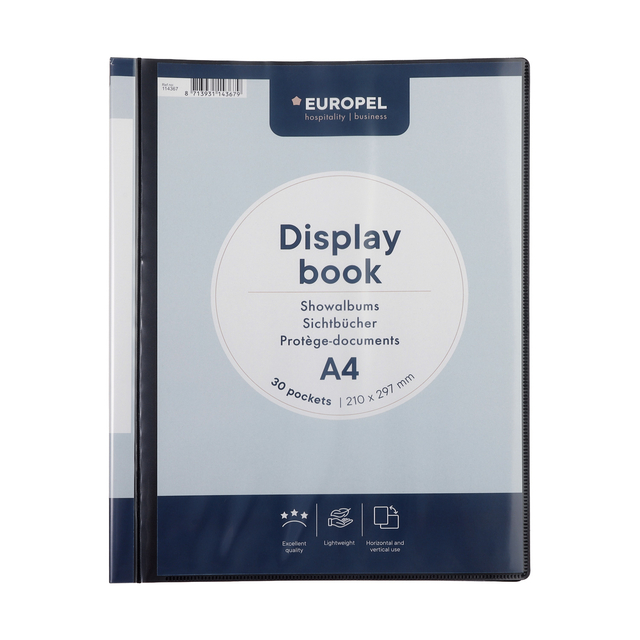 Frontview display book OPUS 2 30 Pockets, black