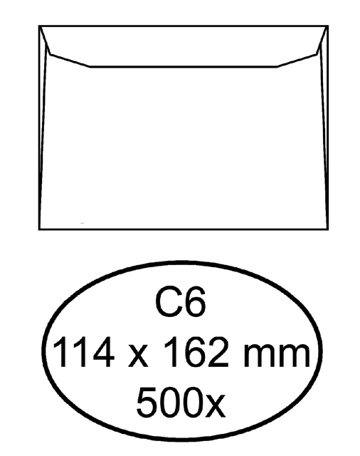 Envelop Hermes bank C6 114x162mm gegomd wit doos à 500 stuk
