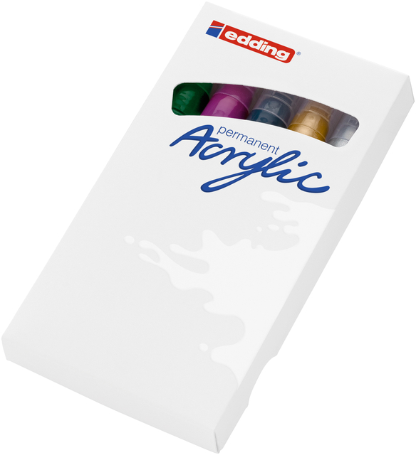 Acrylmarker edding e-5100 medium metallic assorti set à 5 stuk