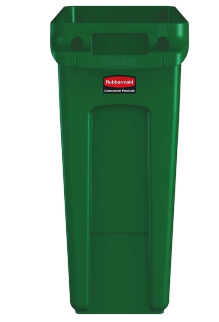 Afvalbak Rubbermaid Slim Jim Vented met luchtsleuven 60L groen