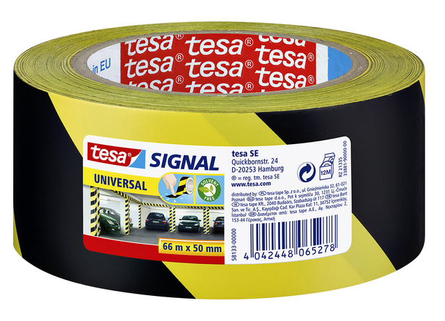 tesa Signal Universal warning - marking tape, 66m:50mm, yellow-black