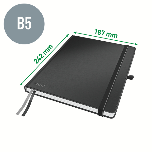 Notitieboek Leitz Complete 187x242mm 160blz 100gr lijn zwart