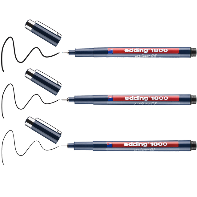 edding 1800 profipen set of 3 black