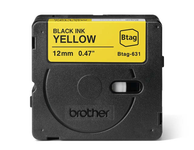 Labeltape Brother P-touch Btag-631 standaard 12mm zwart op geel