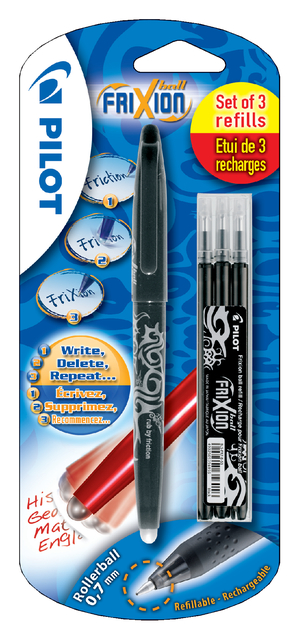 Blis FriXion Ball 0.7 Black - 3 Refills Set