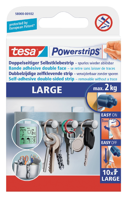tesa Powerstrips LARGE, double-sided self-adhesive strips, removable