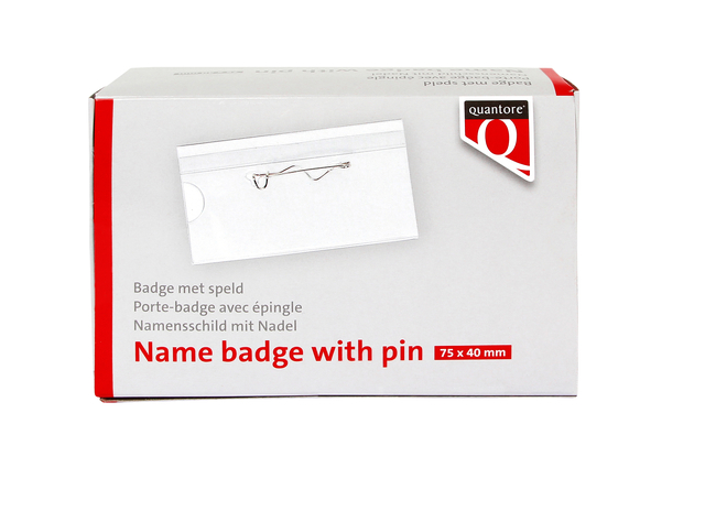 Name badge Quantore with pin 40x75mm