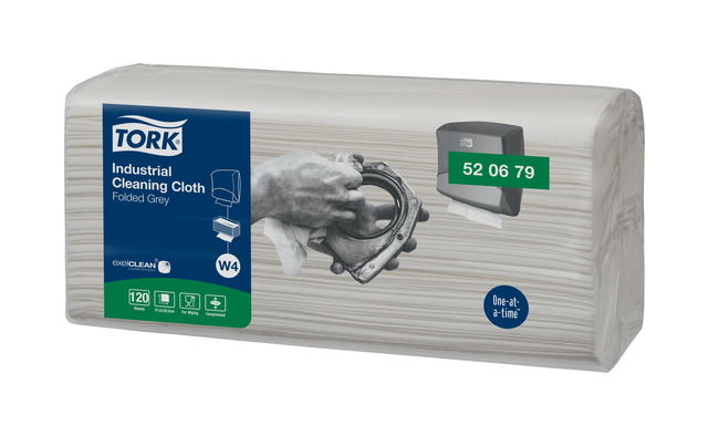 Cleaning cloth Tork Industrial W4 folded flexible and soft 120 sheets gray 520679
