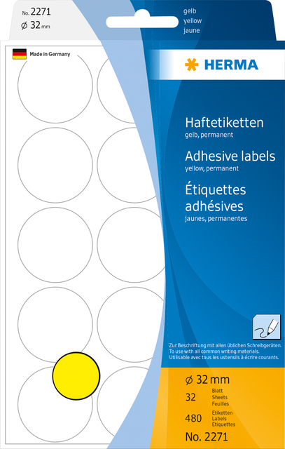 Multi-purpose labels ø 32mm yellow 480 pcs