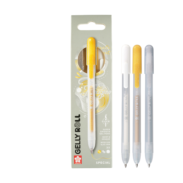 Gelschrijver Sakura Gelly Roll Special 08 klikfunctie set à 3 kleuren gou
