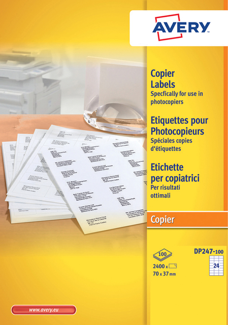 Etiket Avery DP247-100 70x37mm wit 2400 stuks