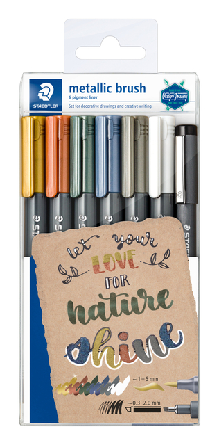 Brushpen Staedtler metallic etui à 7 kleure