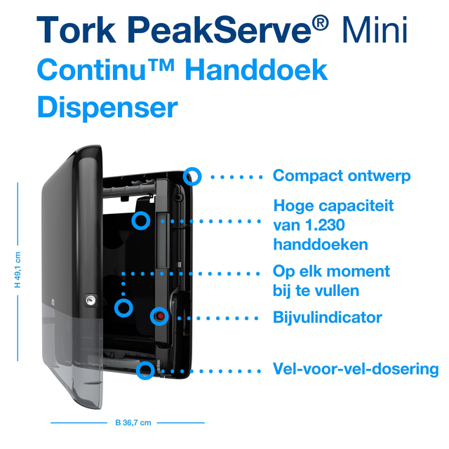 Towel dispenser Tork PeakServe® Mini Continu™ H5 Elevation black 552