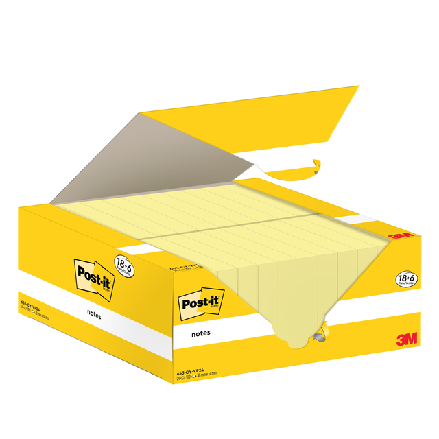 Memo pad 3M Post-it 653-CY 38mmx51mm yellow value pack