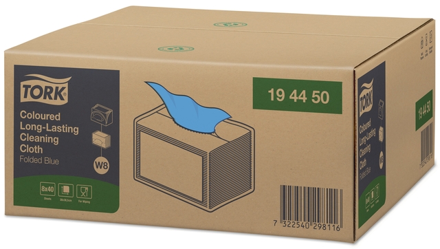 Reinigingsdoek Tork W8 Premium 1-laags 40 vel blauw 194450
