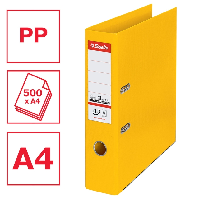 Ordner Esselte No 1 Power PP 75 mm geel 5 stuks