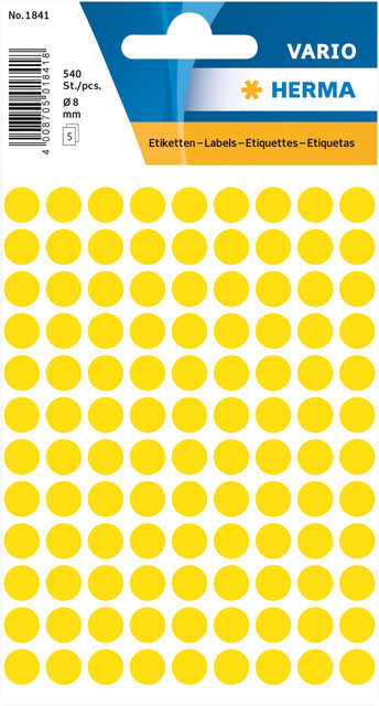 Multi-purpose labels ø 8mm yellow 540 pcs