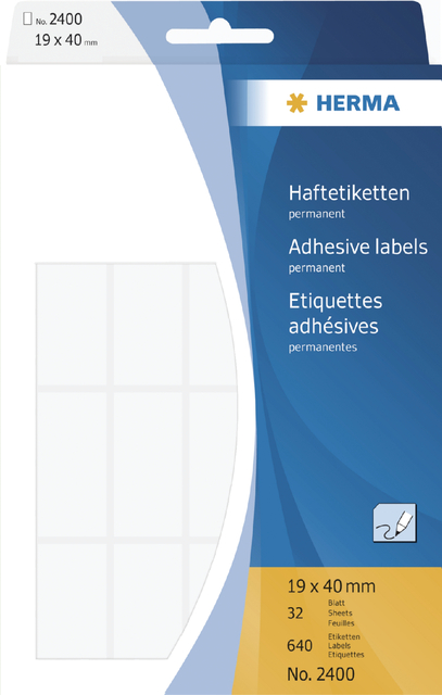Multi-purpose labels 19x40mm white 640 pcs.