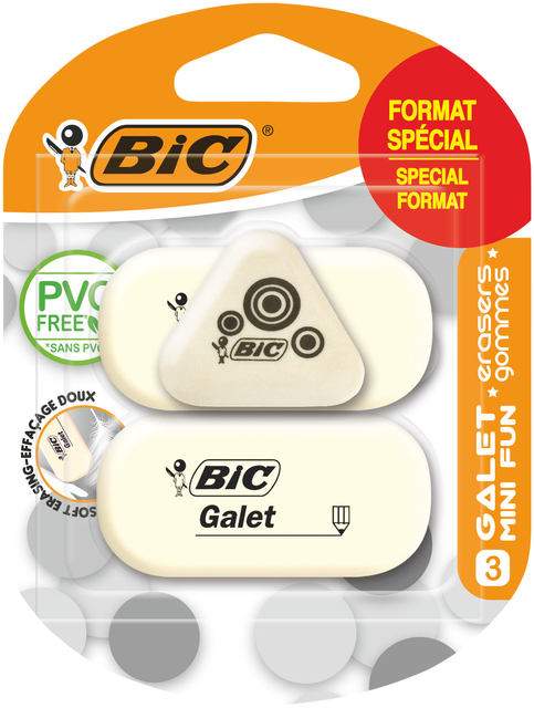 Gum Bic Galet pvc vrij zacht potlood wit blister à 3 stuk