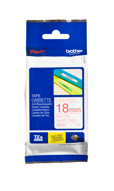 Brother 18mm RedOnWht Tape TZE242