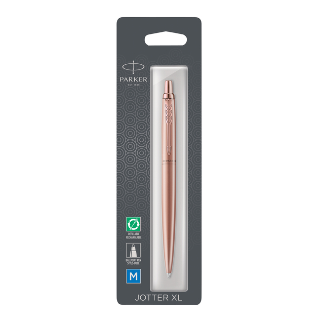Balpen Parker Jotter XL Monochrome pink gold medium blister à 1 stu