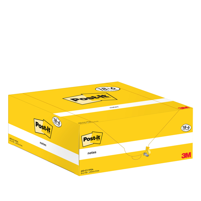 Memo pad 3M Post-it 653-CY 38mmx51mm yellow value pack