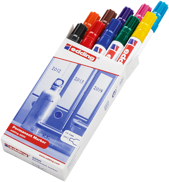 edding 3000 permanent marker folding box of 10 assorted
