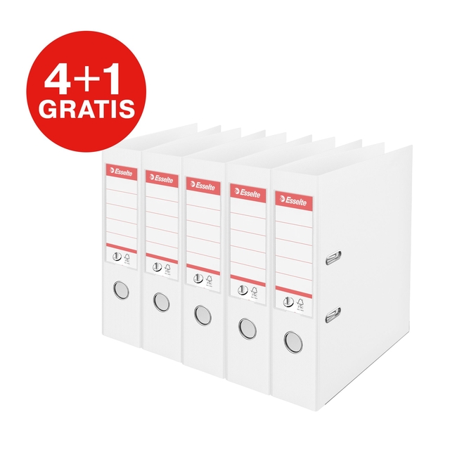 Lever Arch File Esselte No.1 VIVIDA 75mm PP A4 white 5 pieces