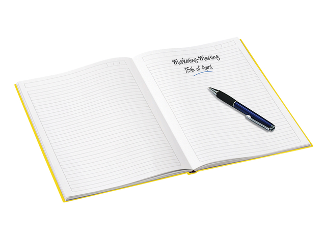 Notitieboek Leitz WOW A5 160blz 90gr lijn geel
