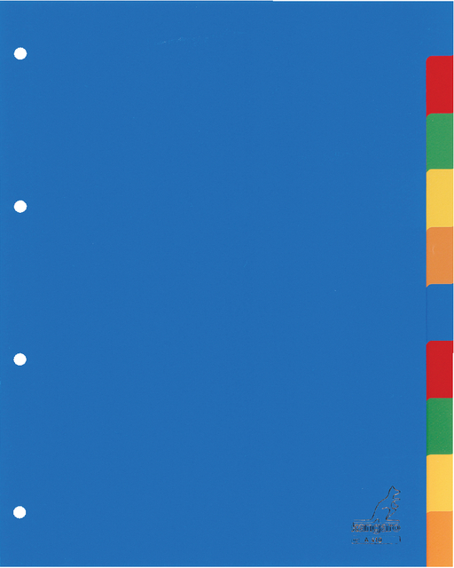 Dividers Kangaro A4 PP 120 micron 4 holes 10 tabs assorted
