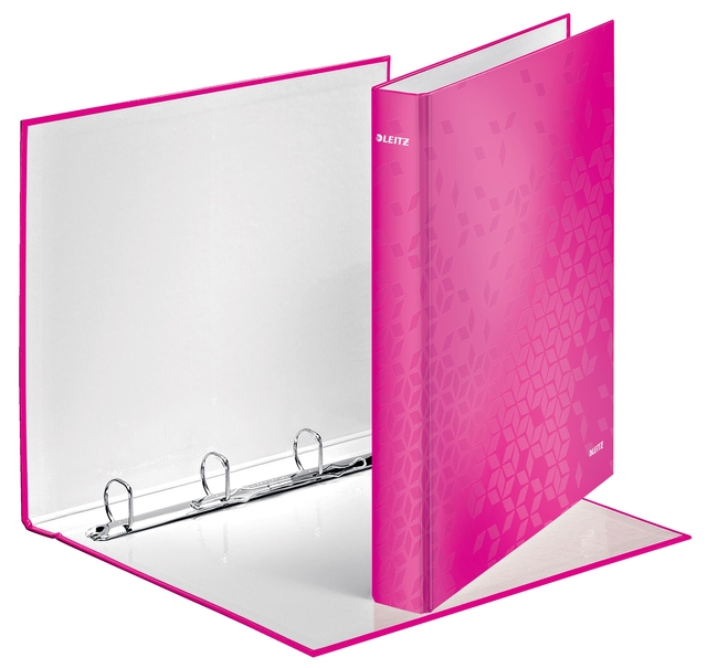 Ringband Leitz WOW A4 maxi 4-rings D-mechaniek 25mm roze