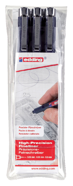 edding 1800 profipen set of 3 black