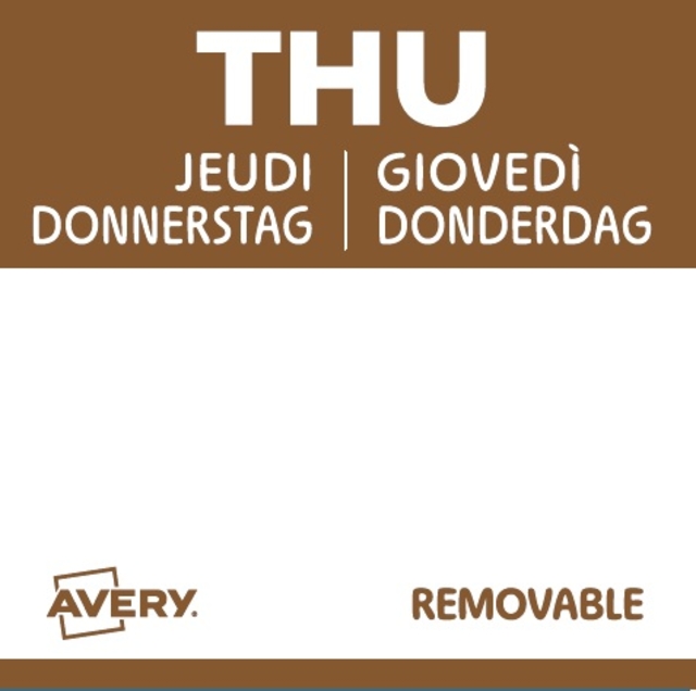 Etiket Avery HACCP donderdag-bruin 25x25mm 1000 stuks