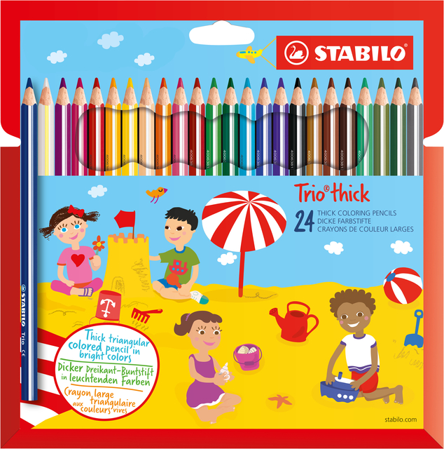 Kleurpotloden STABILO 203 Trio dik assorti blister à 24 stuk
