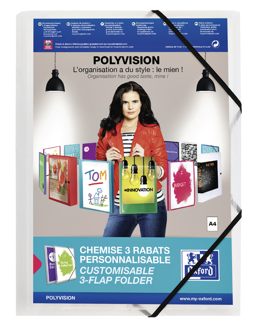 3 Flap Folder with elastics Elba Polyvision A4 translucent Clear