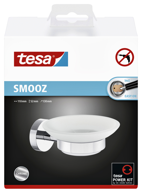 Zeephouder tesa® Smooz hoogglans verchroomd metaal zelfkleven